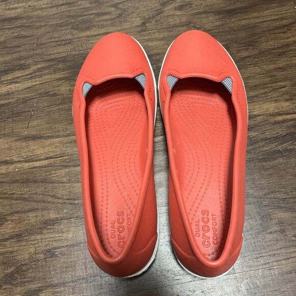 Crocs Citilane Dual Comfort Womens Ballet Red-White Flats Slip On Shoes Size 9 - Picture 4 of 10